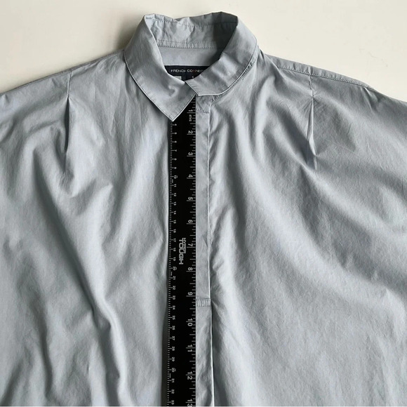 French Connection Womens Rhodes Shirt Blue Oversized Popover Blouse Slouchy S - Picture 5 of 12